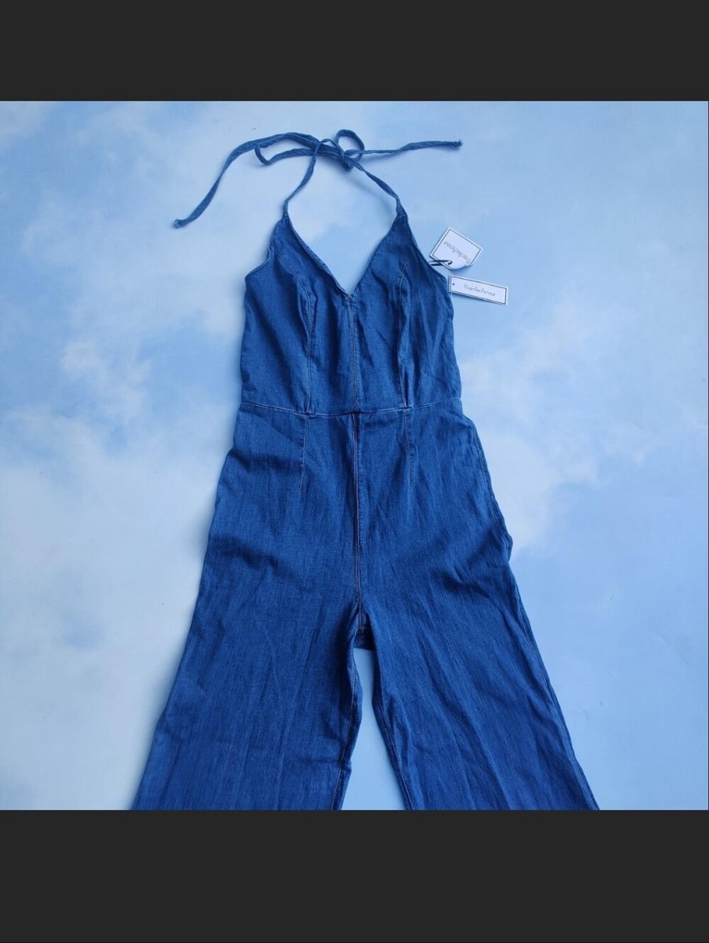 Denim Blue Halter Jumpsuit